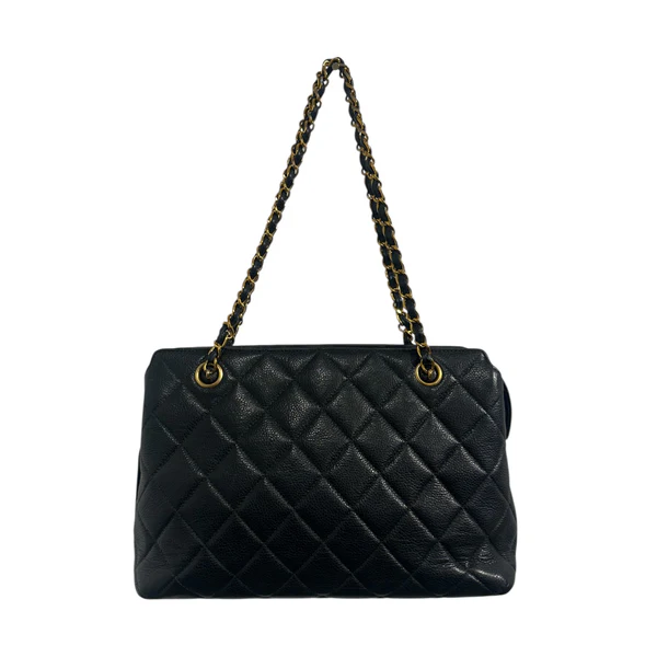 1990s Chanel Black Caviar Leather shoulder bag