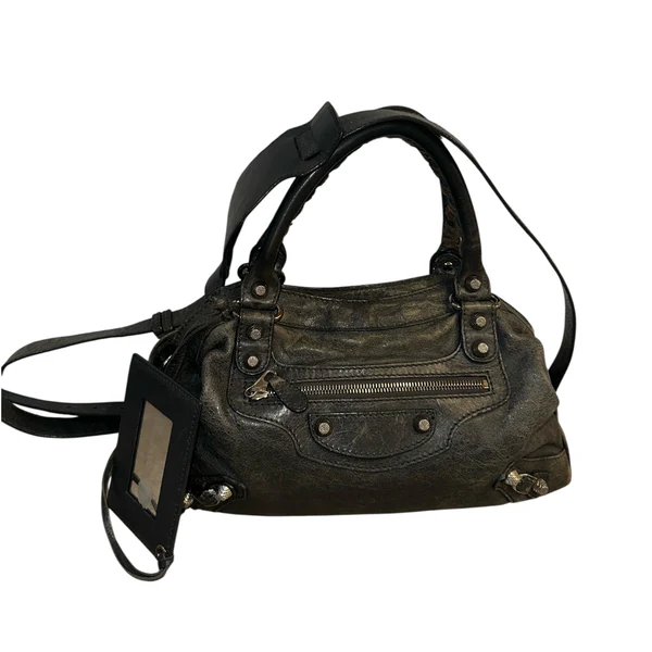 Balenciaga Grey Leather City Bag small with Silver Hardware (strap included)