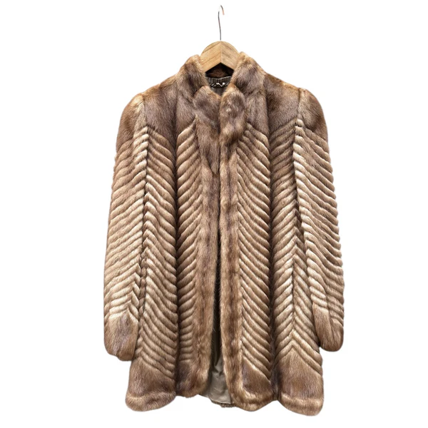 Brown Chevron Mink Short Coat “Rotiny”